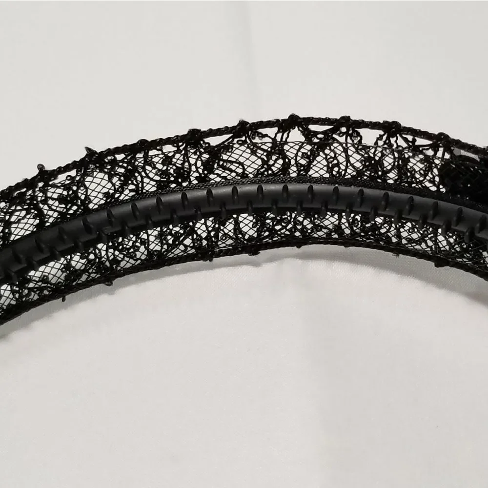Blue Gold Crystals Leaf Black Lace Hair Band